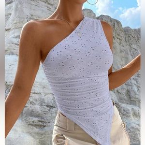 SHEIN Asymmetrical One-Shoulder Lilac Cropped Top